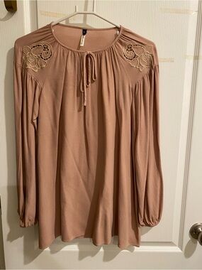 mittoshop Dusty Rose Tie-Neck Peasant Tunic